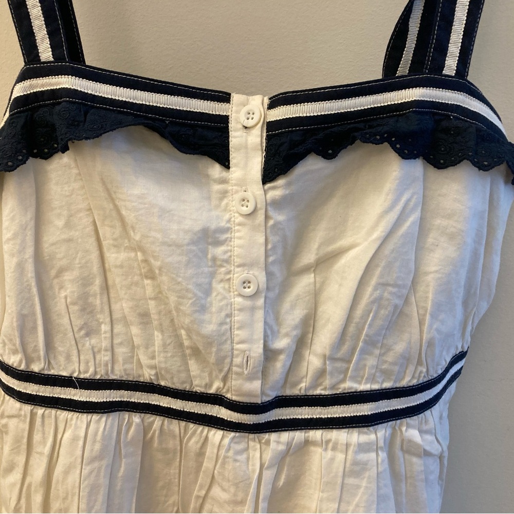 White and Navy Eyelet Lace Sundress